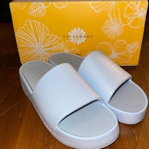 Yellow Box Torrey Light Blue Shimmer Slides NIB Size 8